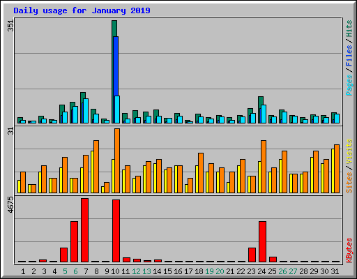 Daily usage for January 2019