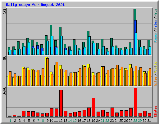 Daily usage for August 2021