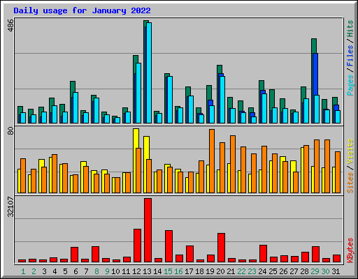 Daily usage for January 2022