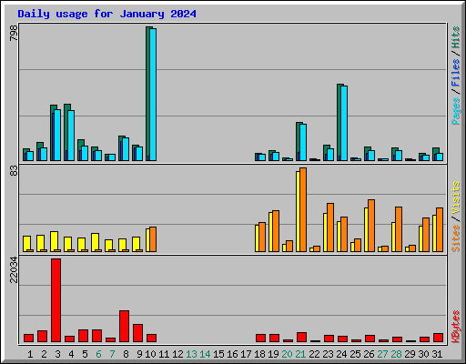 Daily usage for January 2024