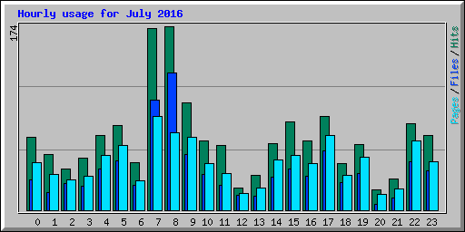 Hourly usage for July 2016